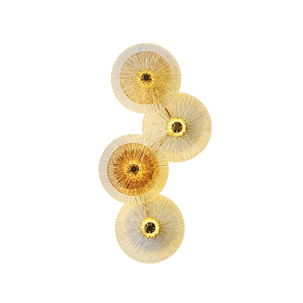 Aplique de Pared de Cristal Dorado, luz de Pared de Vidrio ámbar con Forma de Disco Moderno, Montaje en Pared, Accesorios de lámpara de Pared de tocador Interior para Dormitorio