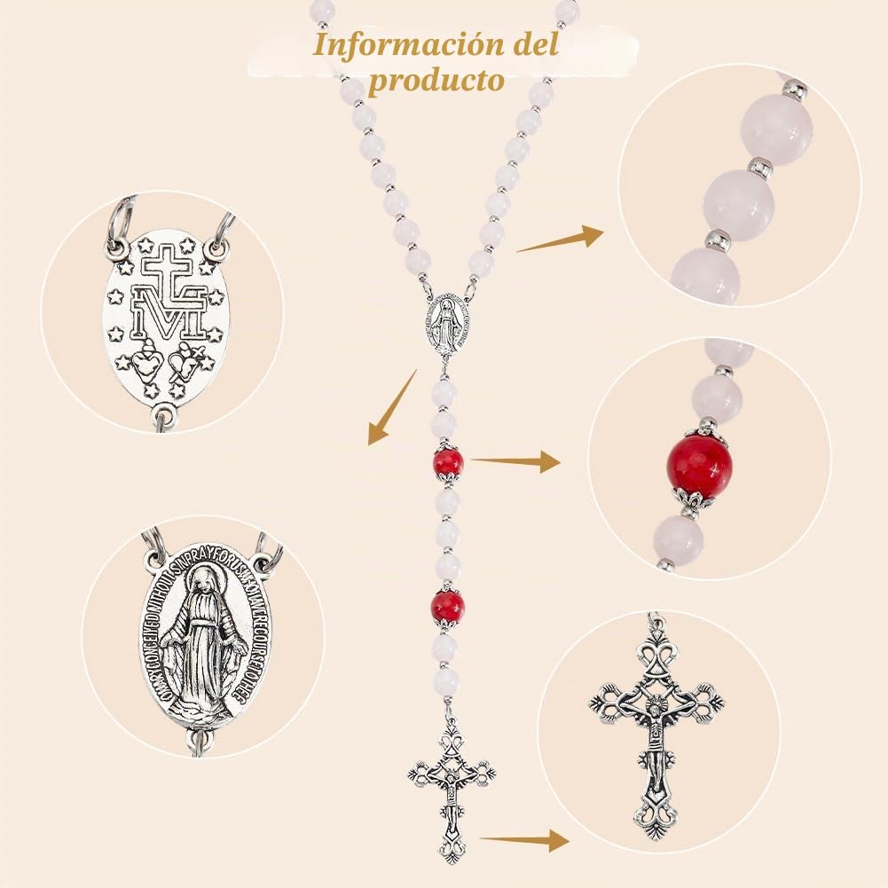 SUNNYCLUE 1 caja de 776 piezas, Kit de 4 juegos para Hacer Rosarios, Dijes para Crucifijo, Dijes para Candelabros, Eslabones de Piedra, Cuentas para Bisutería, Suministros para Collares, Pulseras Y Fe