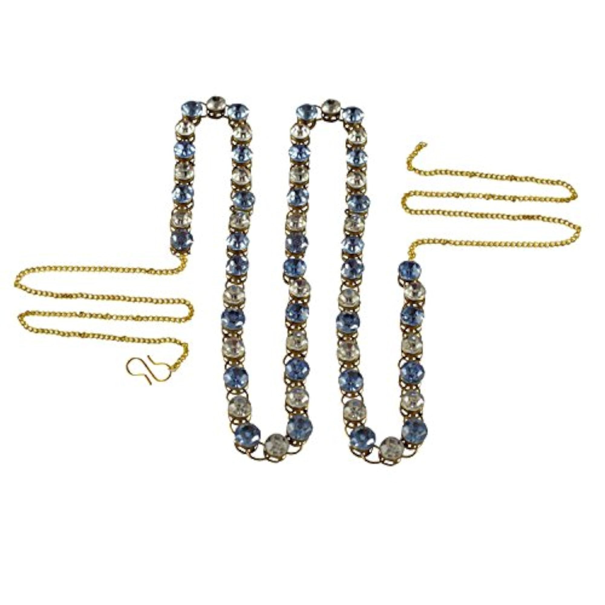 Brass Multi Stone Stud Platted Waist Belt, Multicolor
