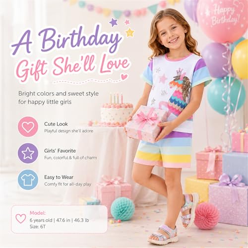 Image of VIKITA girls summer clothes toddler tshirts & shorts clothing sets cute birthday gifts for little kids