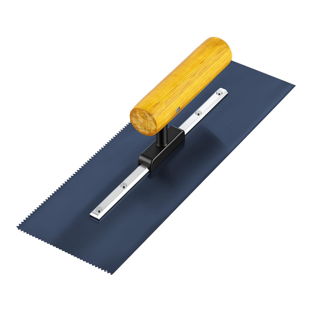 vsshe Adhesive V Notch Trowel Complete with Hardwood Handle, 3mm V Notches, for Spreading Pressure Sensitive Beads evenly, for Tile Adhesive Application on Walls and Floors and Fit All LVT Flooring