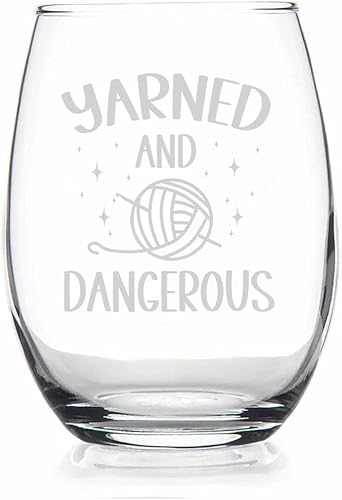 HTDesigns Vaso de vino sin tallo para tejer hilo y peligroso, regalo para tejer, ideas de regalo para tejedores, el mejor regalo para un tejedor