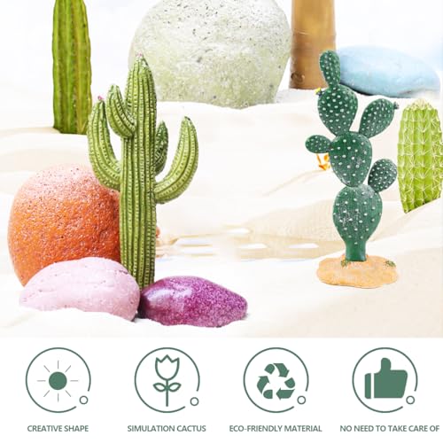Image of 2Pcs Reptile Cactus Plants Terrarium Decoration Faux Reptile Terrarium Cactus Plant Landscape Decoration for Turtle Lizard
