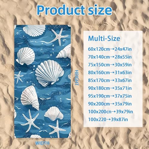 Drap de plage séchage rapide doux et durable bleu conque