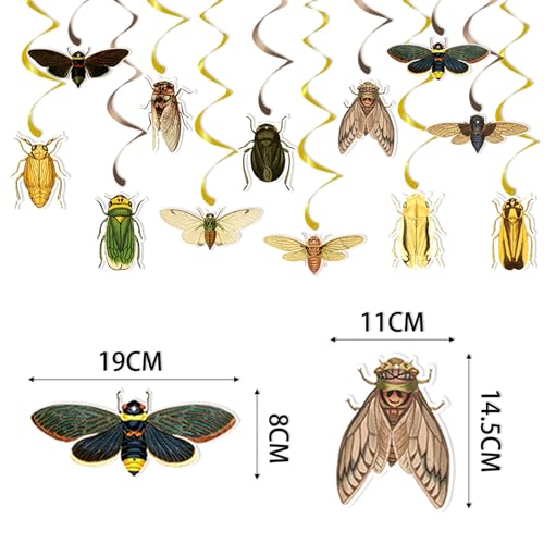 Image of 12 Pcs Bug Hanging Swirls 2 Pcs Insect Banners for Bug Party Decorations Insect Birthday Party Supplies
