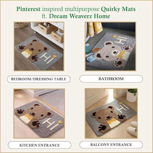 Image of Dream Weaverz 2000 GSM Super Soft Microfiber Bath Mat 40x60 cm | Ultra Absorbent Anti-Skid Quick Dry Bathroom Rug | Floor Mat for Bathroom, Bedroom, Kitchen, Home | Cute Design Bathmat