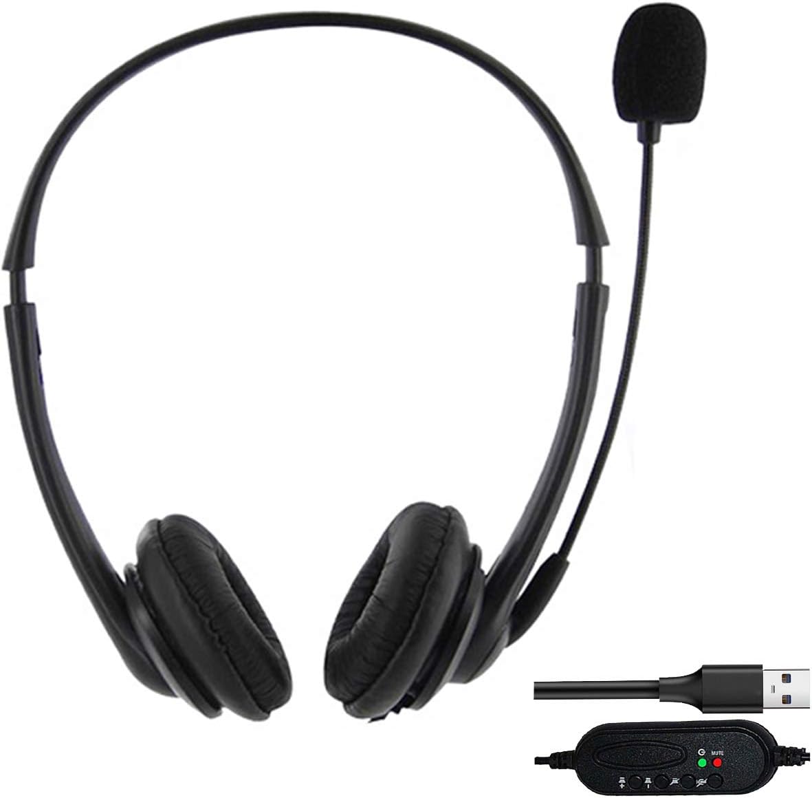 USB Headset with Microphone, USB Wired Stereo Computer Headphone with