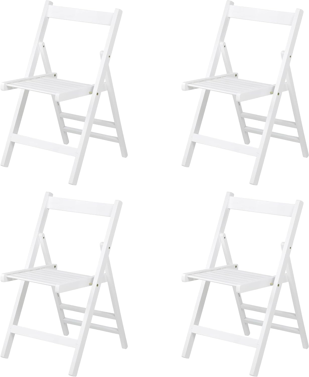 Tomaino - Silla plegable de madera, silla de cocina, libro que ahorra espacio - 4 unidades (blanco)