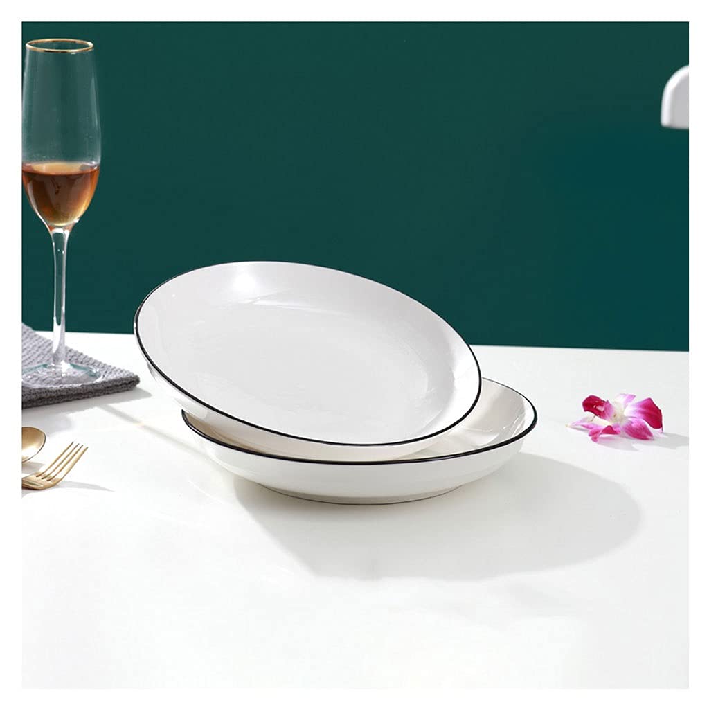 Assiettes Plates Plaques de dîner en céramique Ensemble de 2, plaques blanches La salade apéritif de la salade Pâtes servir des assiettes de dessert plats micro-ondes four et lave-vaisselle Assiette