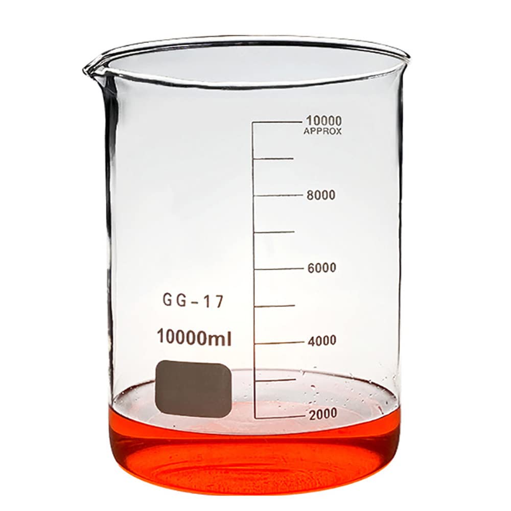 Vaso medidor de Vidrio, Vaso de Laboratorio de borosilicato Transparente, Vaso medidor Graduado de Vidrio con Pico, Resistencia al Calor y a Altas temperaturas, Alta Transparencia, Gran Cap