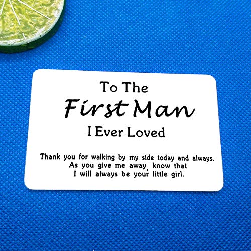 Father of The Bride Gift, Gift for Dad on Wedding, to My First Man I Ever Loved Engraved Wallet Insert Card, Wedding Day Gift for Dad from Daughter, Dad of The Bride Gift for Wedding Keepsake for Dad3