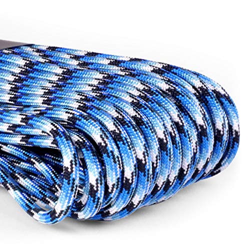 Image of Atwood Rope MFG 550 Paracord 100 Feet 7-Strand Core Nylon Parachute Cord Outside Survival Gear Made in USA | Lanyards, Bracelets, Handle Wraps, Keychain (Blue Snake)