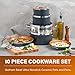 Gotham Steel 10 Piece Pots and Pans Set with Ultra Nonstick Diamond Surface, Includes Frying Pans, Stock Pots, Saucepans & More, Stay Cool Handles, Oven Metal Utensil & Dishwasher Safe, 100% PFOA Free