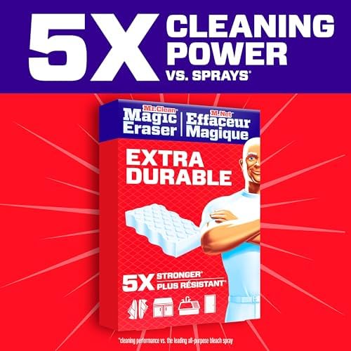 Mr. Clean Magic Eraser Sponge, Extra Durable, All Purpose Cleaner, Cleaning Scrubber, Wall, Sneaker, Kitchen, Bathroom, Shower Cleaner, Cleaning Supplies, Cleaning Pads, 7ct - 1