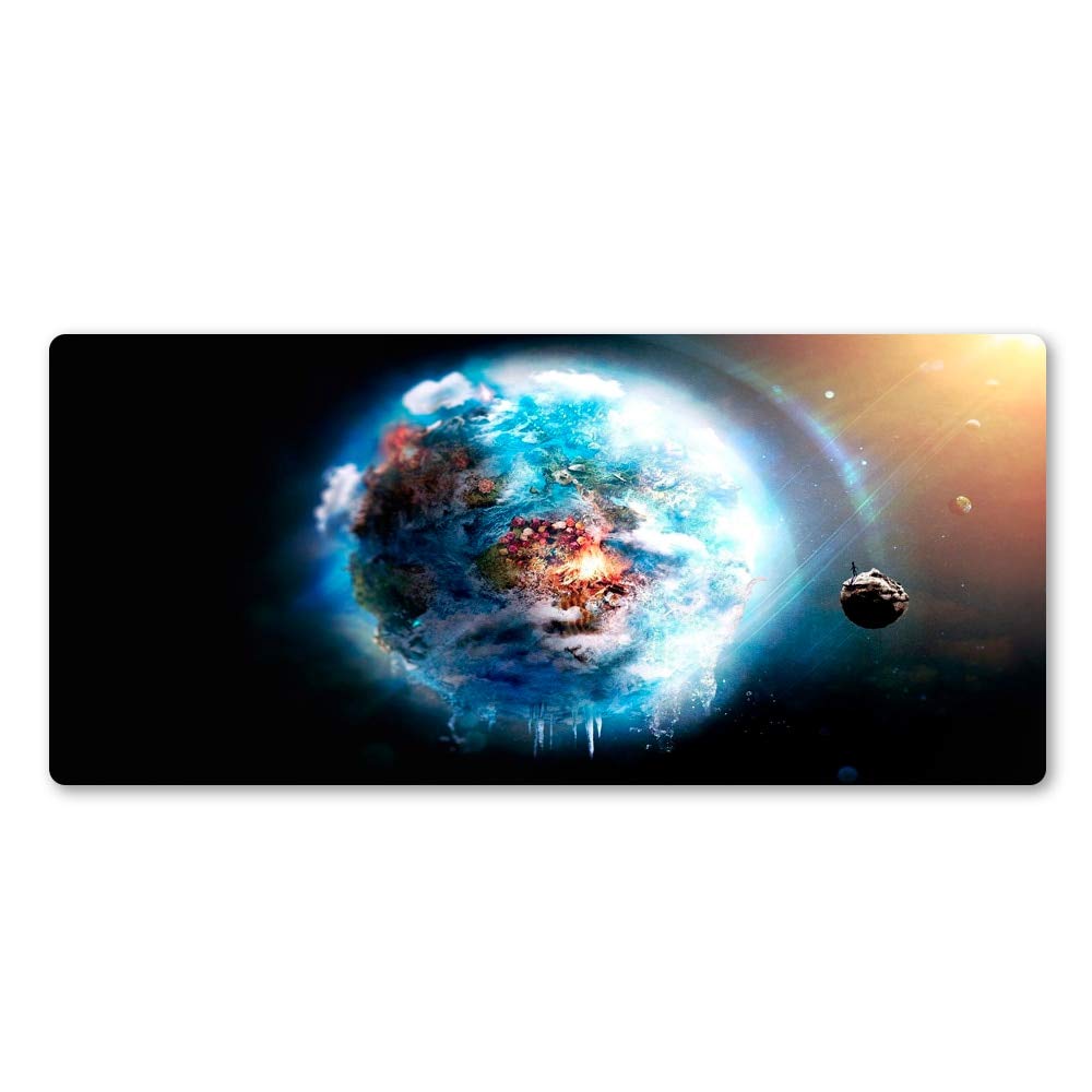 Dhsbd Mouse Pad Super Large Size Natural Rubber Material Waterproof Anti-Fray Stitched Desk Gaming Desk Mats For Pc,Office， Keyboard Mats Xxl Blue 900X400X2