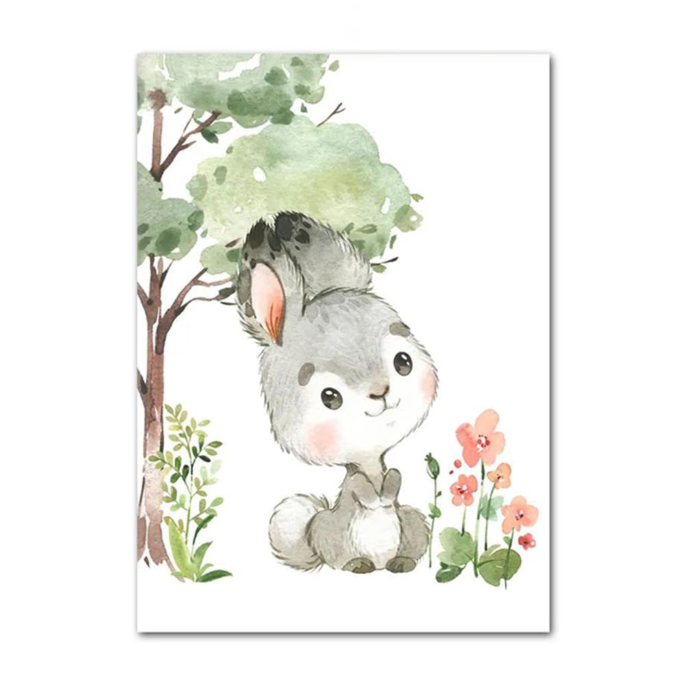 6 Affiches Animaux Jungle Safari pour Chambre Enfant - Décoration Murale Bébé 21x30cm - Poster Forêt Savane - Cadeau pour Garçon Fille