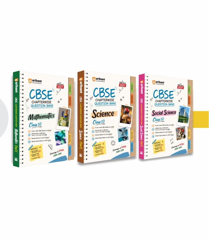 Image of Arihant CBSE Question Bank Class 10 Combo for Board Exam 2027 | Mathematics, Science, Social Science | Chapterwise PYQs Revision Theory, Detailed Solutions, Exam Tips & Sample Papers