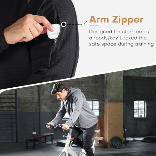 BROKIG Men's Armzip Waffle Knit Pullover Hoodie Loose Warm Casual Lounge Long-Sleeve Hoodies For Running Workout2