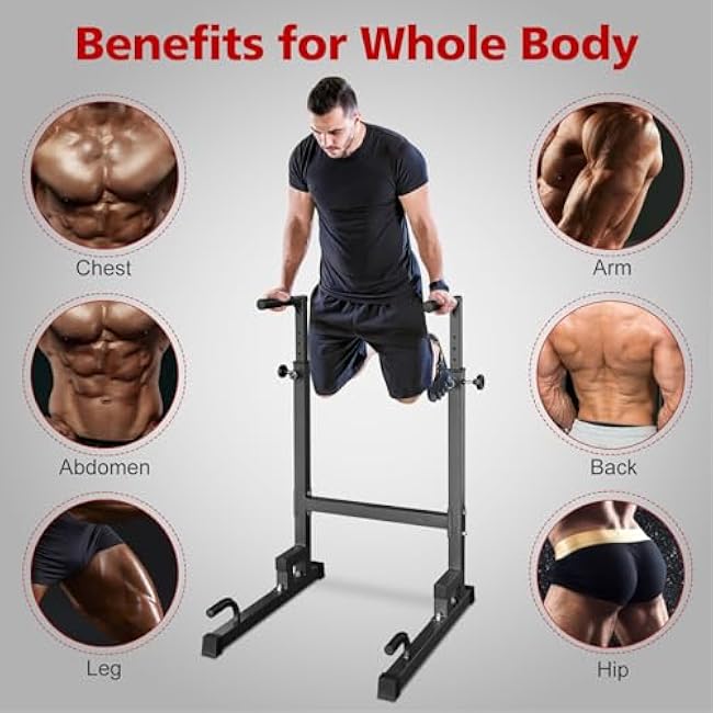 Dip Stand parallel bars, 550 lb capacity heavy-duty dip bar push-ups with foam handles for home or gym fitness exercises