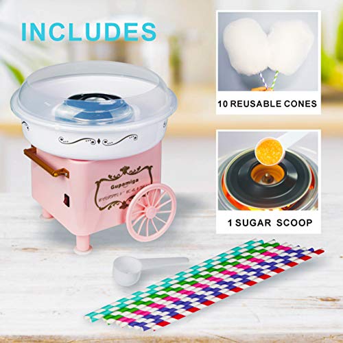 Cotton Candy Machine For Kids Cheap Small Candy Maker Vintage Retro Birthday Christmas Gift Sugar Free Hard Candy Mini Supplies Homemade 10 Reusable Paper Cones 1 Spoon Old Fashioned Candy Dispenser