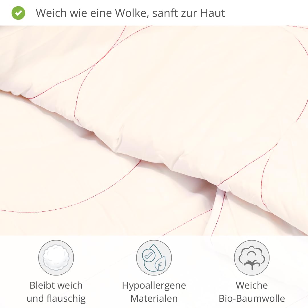 Winter Bettdecke extra warm Bio Baumwolle in Premium Qualität - 460g/m2 Swisswool Füllung (135x200 cm)