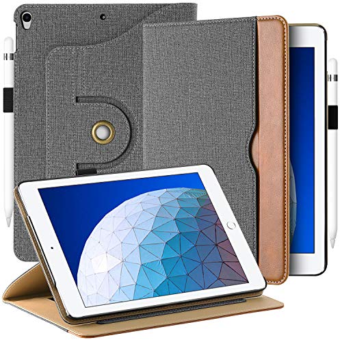 EasyAcc Funda para iPad Air 3 10.5 2019/ iPad Pro 10.5, Case 360 Grados Rotación Carcasa Smart Cover PU Protector Soporte Función Auto-Sueño/Estela para iPad Air 3 2019/ iPad Pro 10.5 - Gris