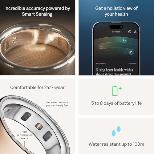 Image of OURA Ring 4 - Rose Gold - Size 9 - Smart Ring | Size First Ring 4 Sizing Kit | Sleep Tracking Wearable - Heart Rate - Fitness Tracker - Up to 8 Days Battery Life