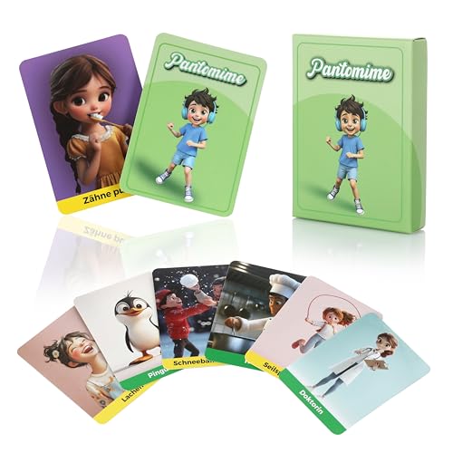 Little Lino Kartenspiel Pantomime - Gesellschaftsspiel für Kinder als Beschäftigung für unterwegs - Kleines Geschenk für Jungen und Mädchen