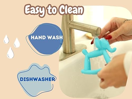 Miniatura 7 de Juguete de dentición para bebés de 0 a 6 meses, 12 y 18 meses, elefante de silicona de grado alimenticio, evita asfixia y sin olor, regalo para