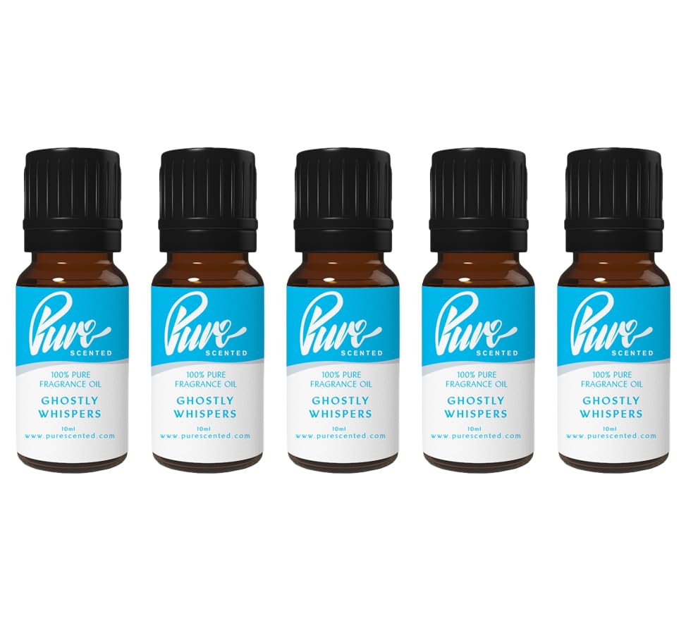 Pure Scented 50ml Fragrance Oils - 5 x 10ml Suitable for Candles, Soaps, Slime, Diffusers, Cosmetics, Wax Melts, Designer (5 x 10ml, Ghostly Whispers)