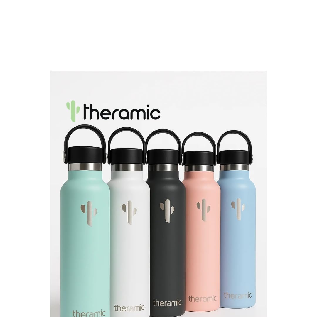 Borraccia Termica da 600 ml in Acciaio Inox con doppia parete esterna e rivestimento interno in ceramica. Colore rosa.