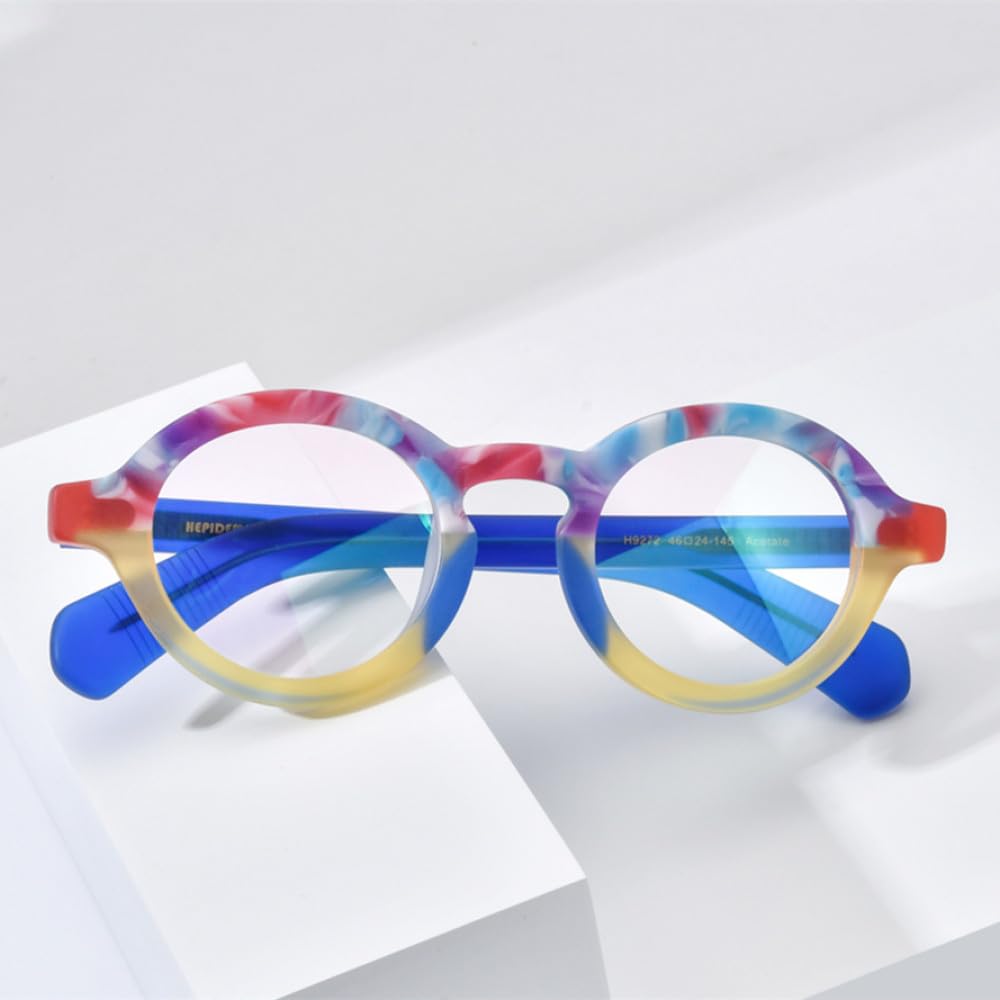 MUTYNE Occhiali da vista in acetato opaco multicolore Montatura da uomo Occhiali da vista ovali retrò Occhiali da vista da donna