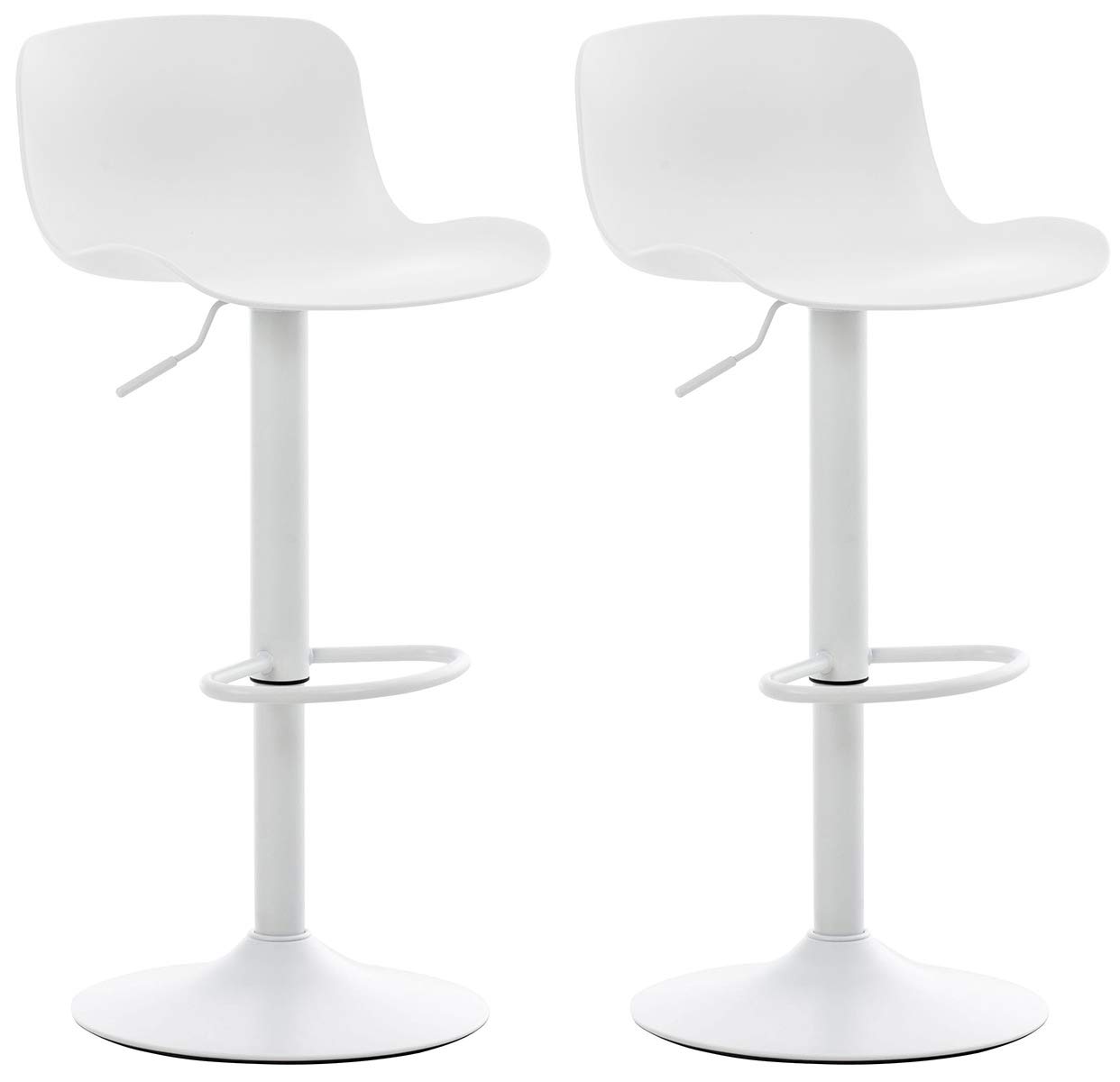 CLP Set De 2 Taburetes De Bar Almada con Asiento En Polipropileno & Base De Metal I Sillas Altas Regulables En Altura, Color:Blanco