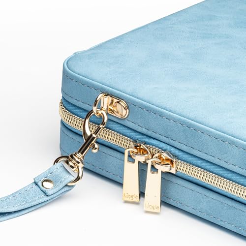 Backgammon Sets for Adults and Kids, Classic Backgammon Board with Unique Checkers Dice, Folding Faux Leather Backgammon Case, Portable Travel Backgammon Game Set (Blue) - image 6