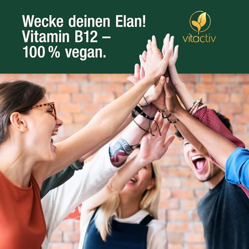 VITACTIV Vitamin B12 Tabletten Hochdosiert - 180 Stk für 180 Tage - Bioaktives Methylcolabamin, Vitamin B12 500µg - Hohe Bioverfügbarkeit, Vegan, kein Magnesiumstearat, Laborgeprüft in Deutschland