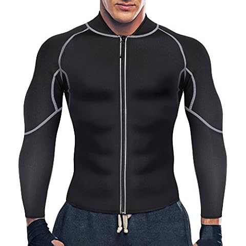 Bingrong Herren Neopren Sauna-Anzüge Lange Ärmel Fitness Thermo Shapewear Hohe Kompression Trainingsoberteile Sportbekleidung Körperformer Cover