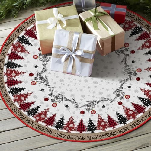 AVOIN-colorlife-Merry-Christmas-Christmas-Tree-Skirt-48-Inch-Christmas-Ornaments-Snowflake-Winter-Holiday-Tree-Mat-Decoration AVOIN colorlife Merry Christmas Christmas Tree Skirt 48 Inch Christmas Ornaments Snowflake Winter Holiday Tree Mat Decoration