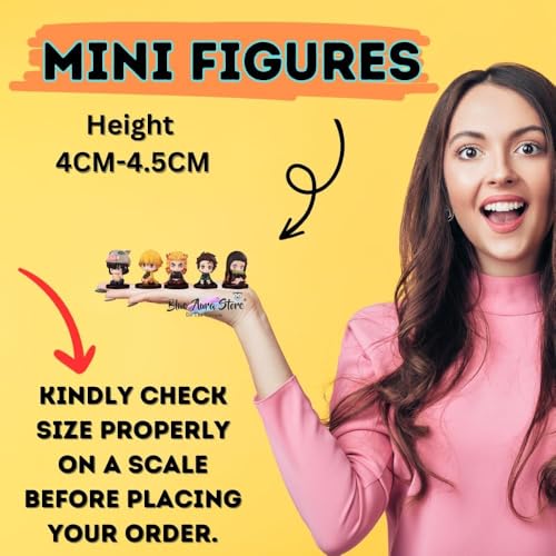 Image of Blue Aura Anime Action Figure | Mini Size | Pack of 5 Height-4.5cm for Kids & Adults | Ninja mini