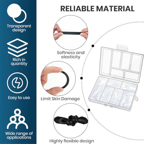 Image of MAYCREATE 50PCS Eyeglasses Retainers Sets, Silicone Anti-Slip Eyeglass Holder, Comfort Ear Grip Hooks Protectors for Spectacle Sunglasses Reading Glasses Eyewear, Black