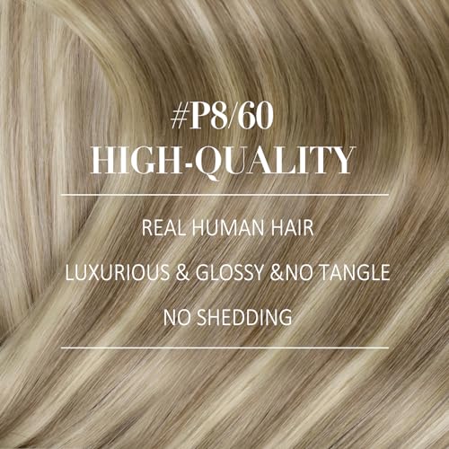 YoungSee Nano Hair Extensions Real Human Hair 24inch Nano Beads Hair Extensions Highlight Light Brown and Platinum Blonde Nano Ring Extensions for Salon Lightweight 50s Cold Fusion 50g Long Straight - Image 2