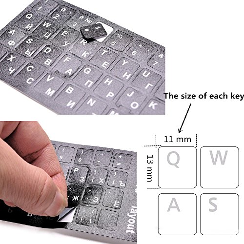 2 adhesivos para teclado en hebreo con fondo negro miniatura 2