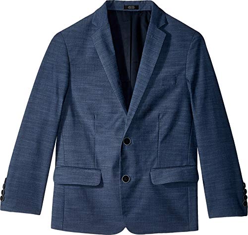 Calvin Klein Boys Blazer Suit Jacket 2-button Single Breasted Closure Buttoned Cuffs & Front Flap Pockets Blue Weave 10