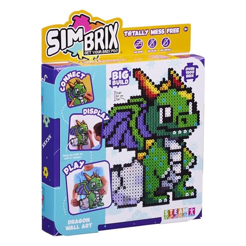 Simbrix Big Builds Dragon 1500+ brix Arts and crafts toys for boys and girls Pixel wall art and 3D display