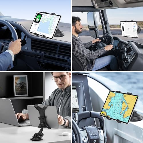 Image of LinkStyle Car Mount Windshield Dashboard Universal Adjustable Tablet Holder for Samsung Galaxy Tab /iPad Mini /Air /4 /3 /2 (All 7-10inch Tablets)