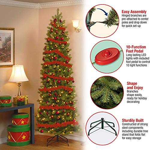 National Tree Company PEDD4-392D-75 Pre-Lit 'Feel Real' Artificial Slim Downswept Christmas Tree thumb #1