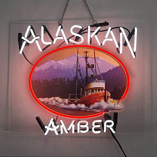 Best Cyber Monday 🔥 Alaskan Amber Real Glass Beer Bar Pub Store Party Room Wall Window Display Neon Signs 19x15