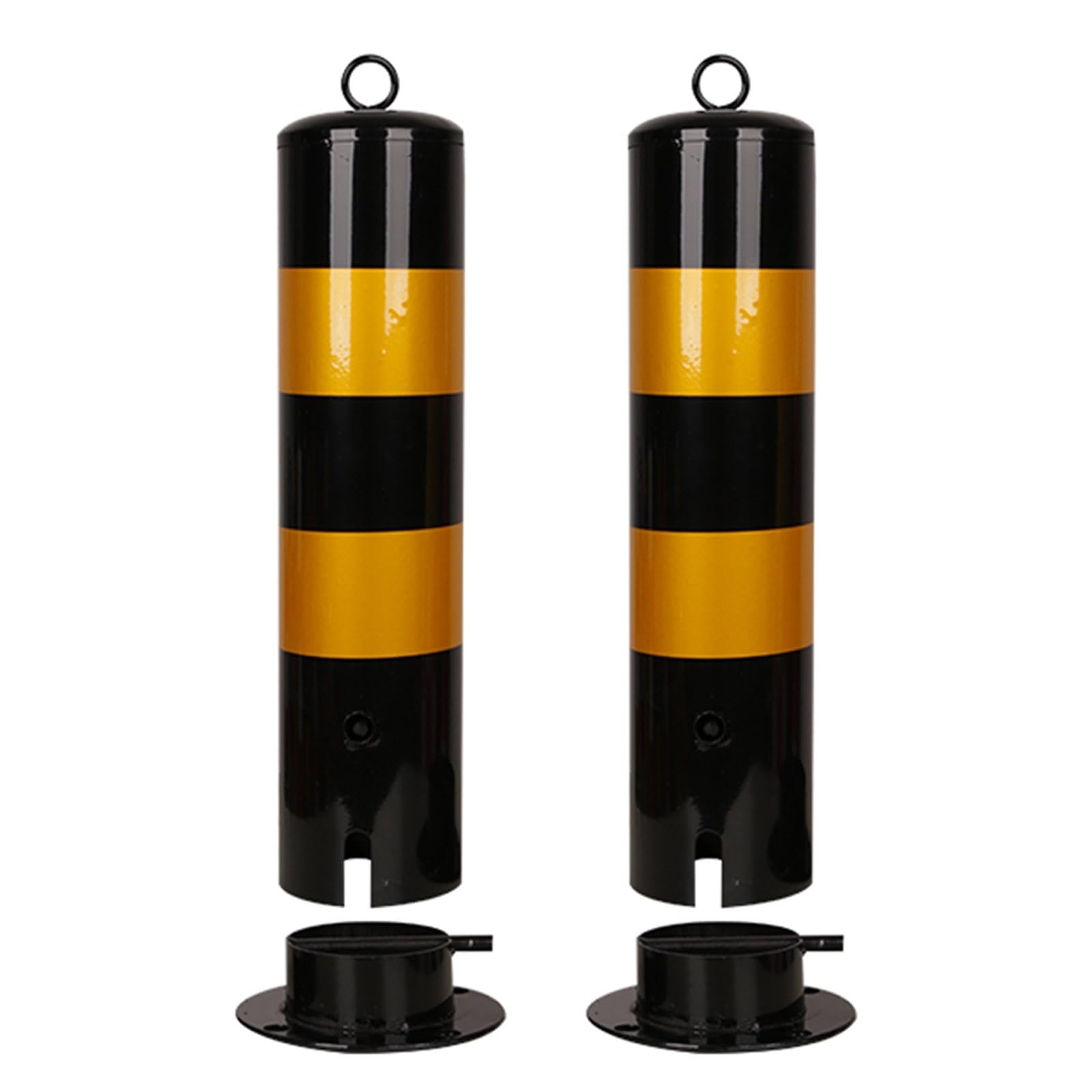 Reflective Steel Safety Bollards - 5 Pack Parking Barrier Posts, Traffic Control Road Safety Bollard, Durable Security for Parking Lots and Roadways, Black(2pcs)