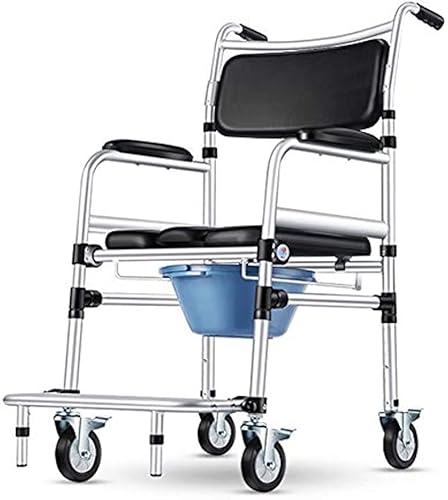 Demanca 入浴用車椅子 き アルミ製4輪キャスター 介 護用品U型シートブレーキ付 便器 おメディカルサービスお風呂いす 背もたれ 転倒防止 組立簡単 齢者用 老人用 入浴補助 (b) (小号)