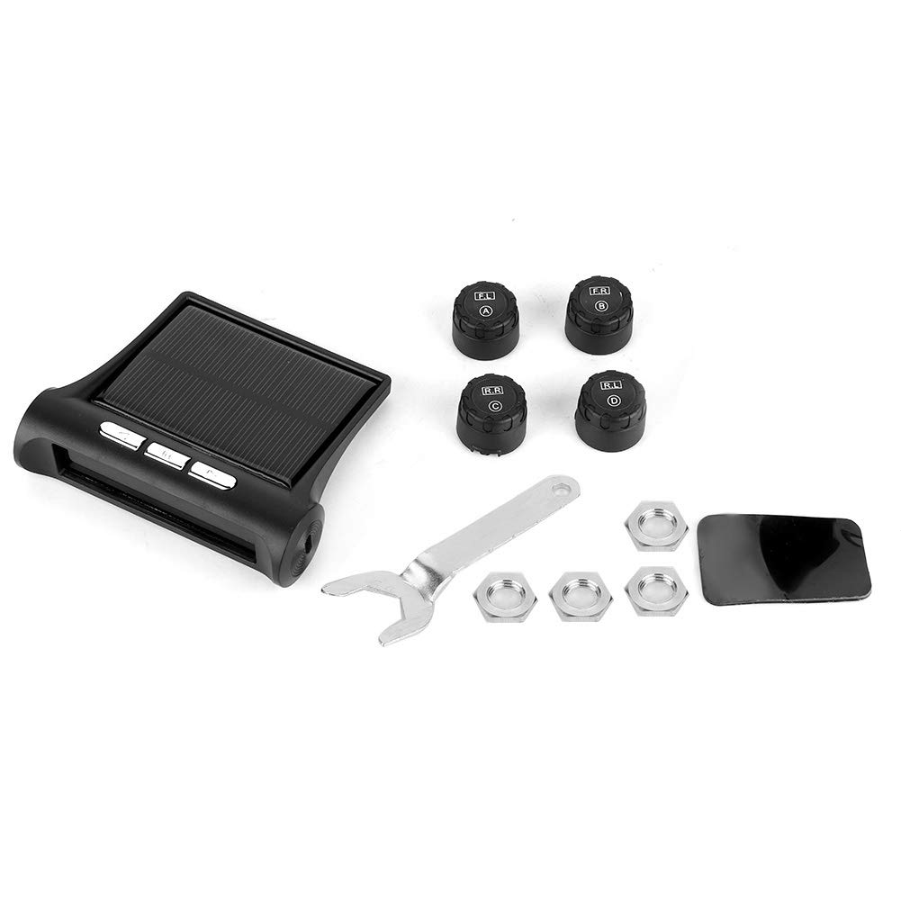Bandenspanningscontrolesysteem op Zonne-energie - 6 Wielen op Zonne-energie TPMS DC 5V - Real-time Bandenspanningstemperatuurmonitor voor Auto RV SUV MPV - LCD-scherm