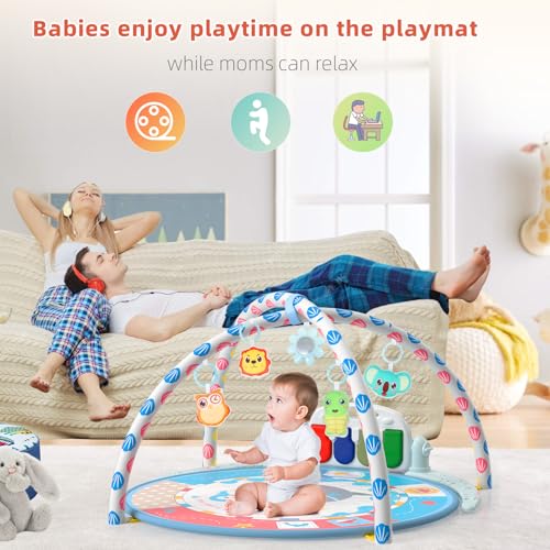 Ysatery Baby Tummy Time Mat, Baby Gyms Playmats Activity Mat With 4 Toys And Mirror thumb #2